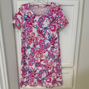 Lilly Pulitzer Floral Paisley Short Sleeve Shift Dress in Pink & Blue